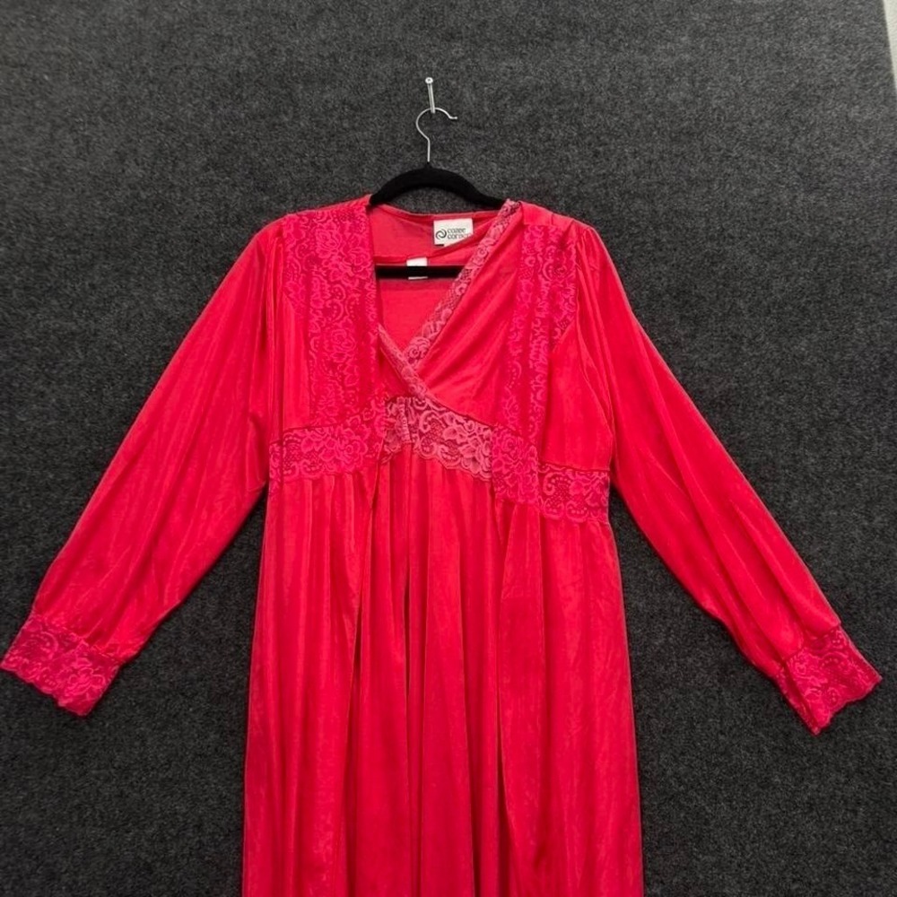 Coze Corner Red Lace Trim Robe Lingerie Nightgown Womens Large